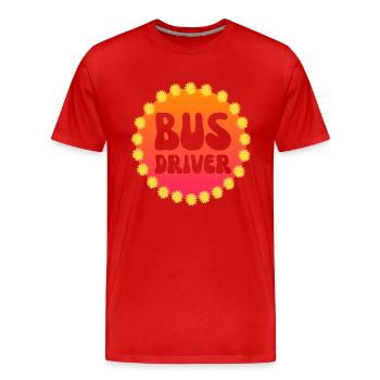 Busfahrer Flower Power 70er Jahre - Männer Premium Bio T-Shirt - Rot - Vorne - Damien (186cm)