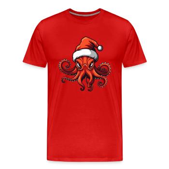 Poulpe Poulpe Noël Animal - T-shirt bio Premium Homme - rouge - Devant - Damien (186cm)