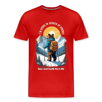 L’ours cherche le printemps - T-shirt bio Premium Homme - rouge - Devant - Damien (186cm)