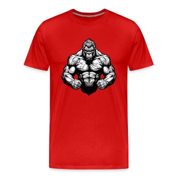 Gorilla Beast Musculation Muscles - T-shirt bio Premium Homme - rouge - Devant - Damien (186cm)