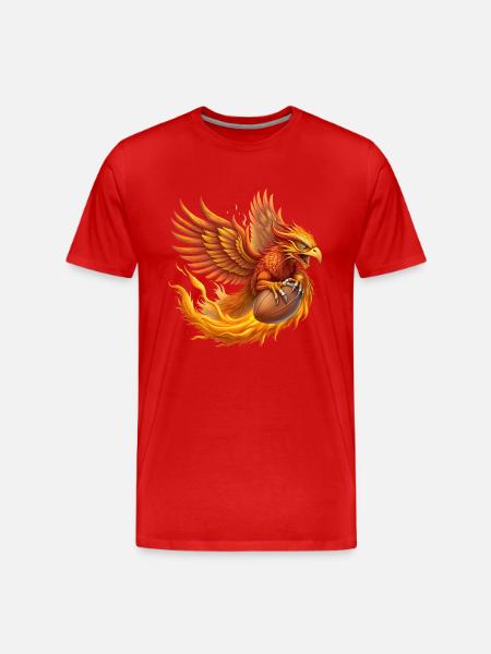 Fenice iper realistica che colpisce il pallone da calcio - Maglietta ecologica premium da uomo - rosso
