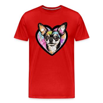 Chihuahua Chien Coeur Amour Chien - T-shirt bio Premium Homme - rouge - Devant - Damien (186cm)