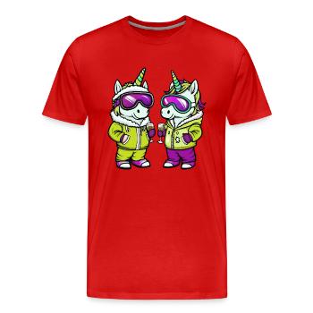 Unicorn Ski Après Ski - Men's Premium Organic T-Shirt - red - Front - Damien (186cm)