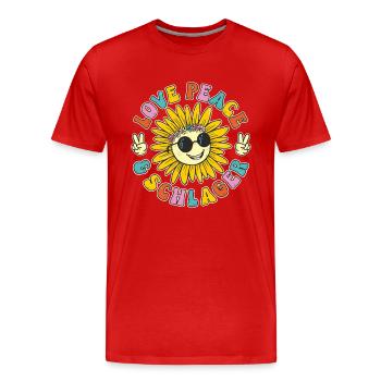 Schlager Love Peace & Schlager Party - Männer Premium Bio T-Shirt - Rot - Vorne - Damien (186cm)