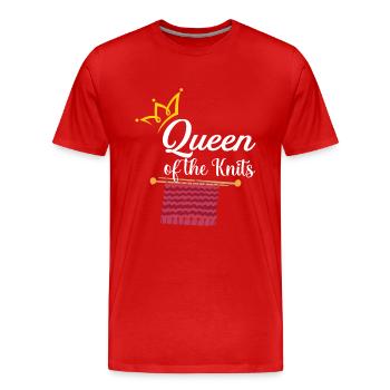 Knitting Queen Of The Knits - Men's Premium Organic T-Shirt - red - Front - Damien (186cm)