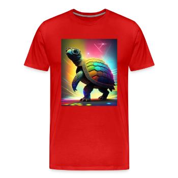 Turtle à la discothèque - T-shirt bio Premium Homme - rouge - Devant - Damien (186cm)