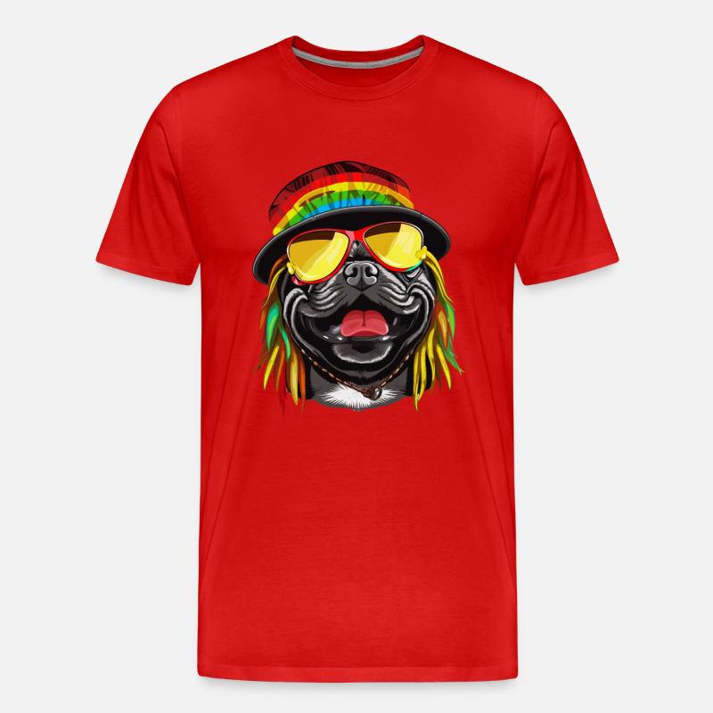 Cooler Rasta Mops bunt - Männer Premium Bio T-Shirt - Rot