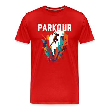Parkour Urban Coloré - T-shirt bio Premium Homme - rouge - Devant - Damien (186cm)