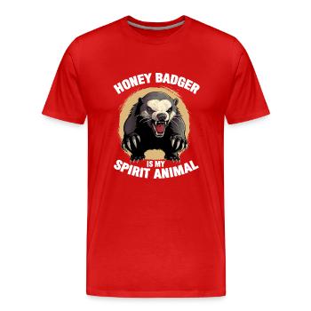 Honey Badger est mon animal spirituel - T-shirt bio Premium Homme - rouge - Devant - Damien (186cm)