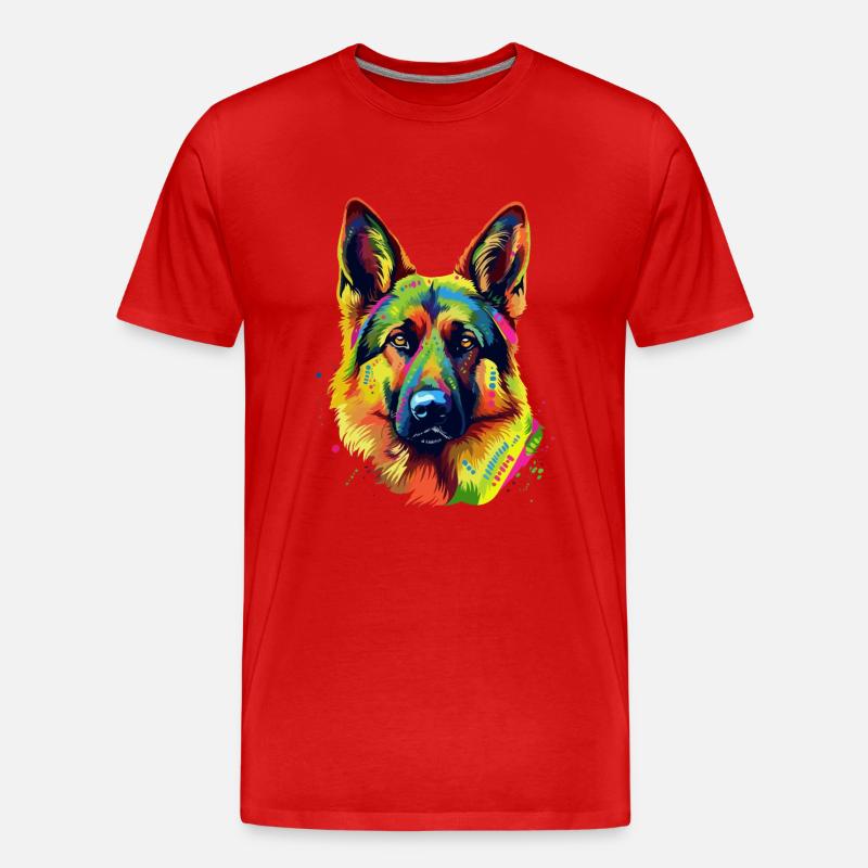 Deutscher Schäferhund Bunt - Männer Premium Bio T-Shirt - Rot