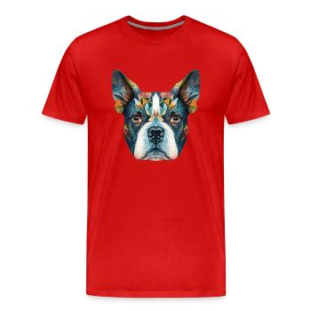 Farbenfrohes Boston Terrier Kopf Artwork - Männer Premium Bio T-Shirt - Rot - Vorne - Damien (186cm)