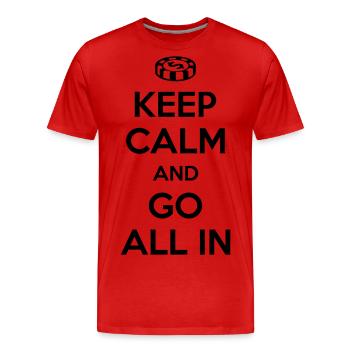Poker: Keep calm and go all in - Männer Premium Bio T-Shirt - Rot - Vorne - Damien (186cm)