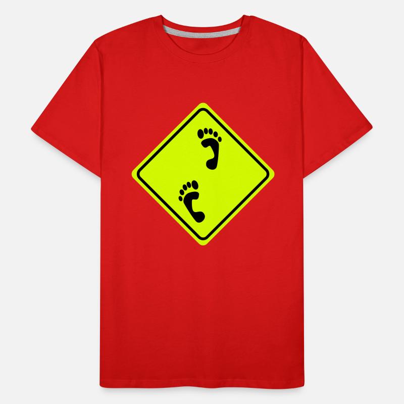 Avertissement pieds nus - 2 Vector Couleur T-shirt bio Premium Homme