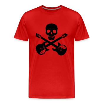 Skull Guitar - T-shirt bio Premium Homme - rouge - Devant - Damien (186cm)