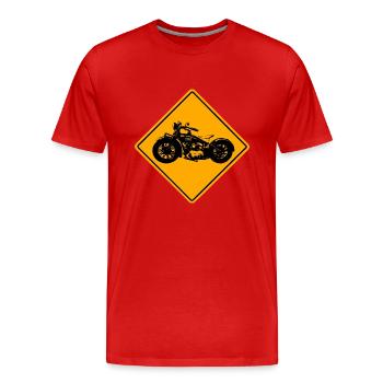 Motorcycle Road Sign - Männer Premium Bio T-Shirt - Rot - Vorne - Damien (186cm)