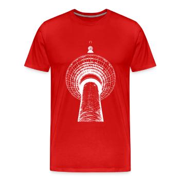 Berlin TV Tower light drawing - Men's Premium Organic T-Shirt - red - Front - Damien (186cm)
