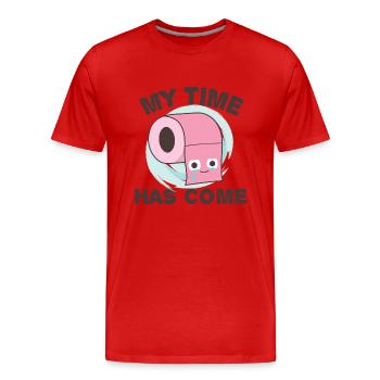 Papier toilette « Mon heure est venue », blague amusante wc - T-shirt bio Premium Homme - rouge - Devant - Damien (186cm)