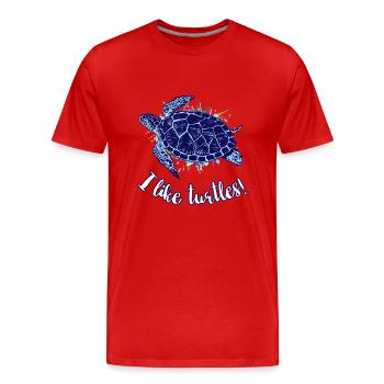 I Like Turtles Schildkröten Wasserschildschröte - Männer Premium Bio T-Shirt - Rot - Vorne - Damien (186cm)