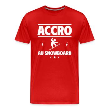 accro au snowboard - T-shirt bio Premium Homme - rouge - Devant - Damien (186cm)