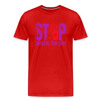October Stop Domestic Violence Awareness - Men's Premium Organic T-Shirt - red - Front - Damien (186cm)