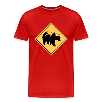 Grizzly Road Sign - Männer Premium Bio T-Shirt - Rot - Vorne - Damien (186cm)
