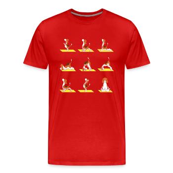 Yoga Übungen Hund Frauchen geschenke - Männer Premium Bio T-Shirt - Rot - Vorne - Damien (186cm)