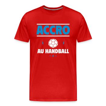 accro au handball - T-shirt bio Premium Homme - rouge - Devant - Damien (186cm)