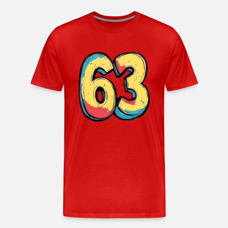 63 Zahl Comic - Männer Premium Bio T-Shirt - Rot