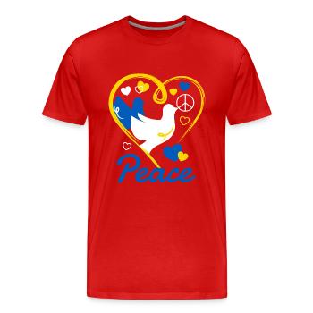 Ukrainische Friedenstaube mit Peacezeichen - Männer Premium Bio T-Shirt - Rot - Vorne - Damien (186cm)