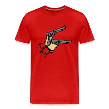 Waffen Pistolen hände dell - Männer Premium Bio T-Shirt - Rot - Vorne - Damien (186cm)
