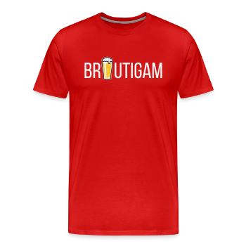 Bräutigam (Bier / Junggesellenabschied / NEG) - Männer Premium Bio T-Shirt - Rot - Vorne - Damien (186cm)