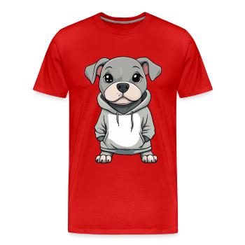 Pit Terrier Dog Funny - Men's Premium Organic T-Shirt - red - Front - Damien (186cm)