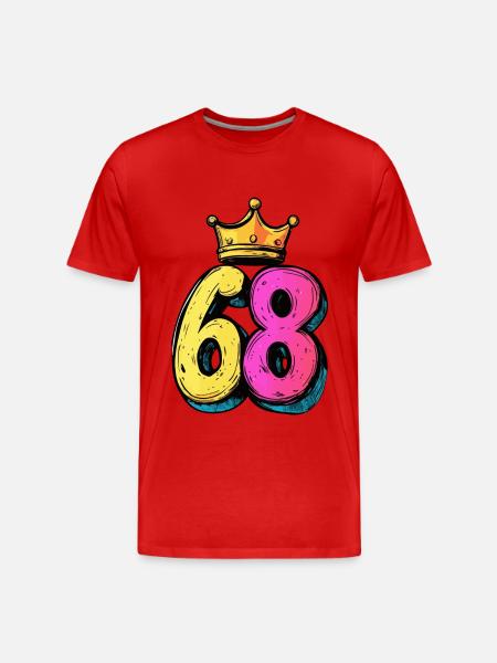 68 Zahl Krone - Männer Premium Bio T-Shirt - Rot
