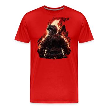 Feuerwehrmann unter Feuer - Männer Premium Bio T-Shirt - Rot - Vorne - Damien (186cm)