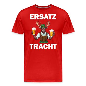 Lederhose Hirsch Tracht Bayrisch Trachten Ersatz - Männer Premium Bio T-Shirt - Rot - Vorne - Damien (186cm)