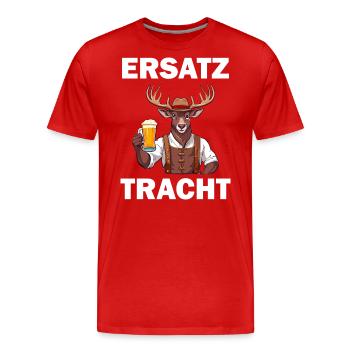 Lederhose Hirsch Tracht Bayrisch Trachten Ersatz - Männer Premium Bio T-Shirt - Rot - Vorne - Damien (186cm)