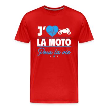 Passion de la Moto : Pour Toujours et À Jamais ! - T-shirt bio Premium Homme - rouge - Devant - Damien (186cm)