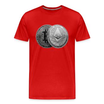 Krypto-Symbole Shirts - Männer Premium Bio T-Shirt - Rot - Vorne - Damien (186cm)
