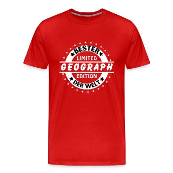 Best Geographer in the World - Men's Premium Organic T-Shirt - red - Front - Damien (186cm)