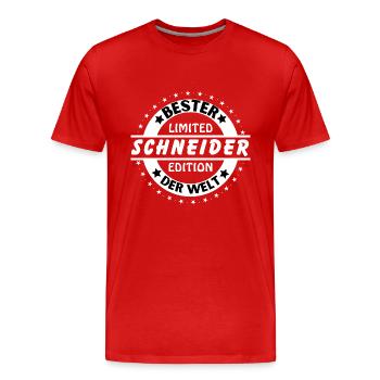 Meilleur tailleur du monde - T-shirt bio Premium Homme - rouge - Devant - Damien (186cm)