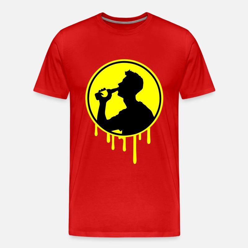 Flasche Bier Trinken - Männer Premium Bio T-Shirt - Rot