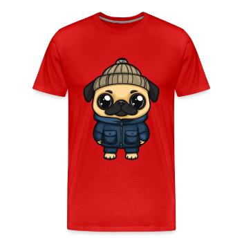 Pug Dog Stylish - Men's Premium Organic T-Shirt - red - Front - Damien (186cm)