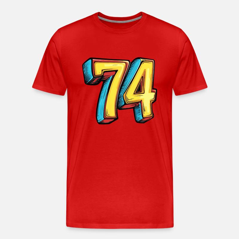 74 Zahl Comic - Männer Premium Bio T-Shirt - Rot