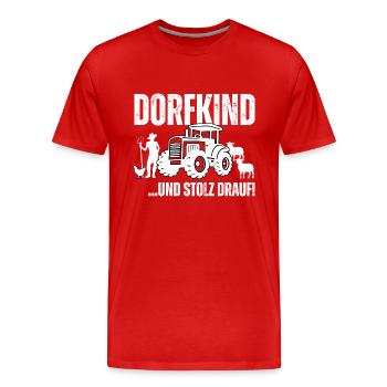 Village kid and proud of it! - Men's Premium Organic T-Shirt - red - Front - Damien (186cm)