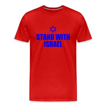 We stand with israel - Männer Premium Bio T-Shirt - Rot - Vorne - Damien (186cm)