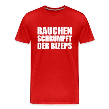 rauchen schrumpft der bizeps - Männer Premium Bio T-Shirt - Rot - Vorne - Damien (186cm)