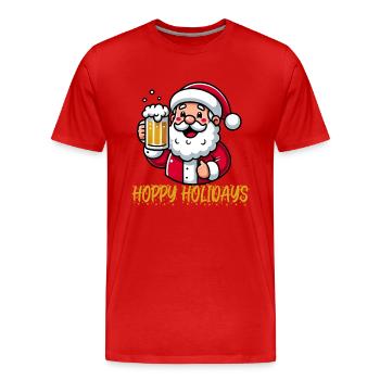 Vacances houblonnées | Chemise unisexe de Noël drôle de bière - T-shirt bio Premium Homme - rouge - Devant - Damien (186cm)