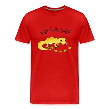 Leopardgecko mit Köstlichkeiten - Männer Premium Bio T-Shirt - Rot - Vorne - Damien (186cm)