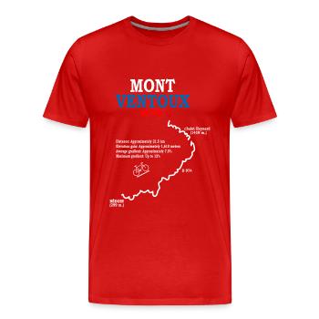 Vélo Mont Ventoux carte itinéraire Ventoux Bédoin - T-shirt bio Premium Homme - rouge - Devant - Damien (186cm)