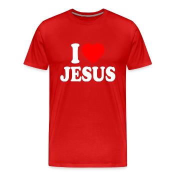 I love jesus - Men's Premium Organic T-Shirt - red - Front - Damien (186cm)